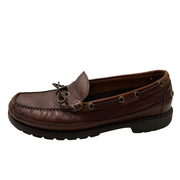 L.L. Bean Mens Brown Leather Allagash Academia Y2K Slip On Loafer Shoes Size 9 - Picture 1 of 8